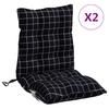 Low Back Chair Cushions 2 Pcs Black Checkered Pattern Oxford Fabric
