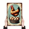 Vintage Farmhouse Chicken Egg Rustic Metal Tin Sign Wall Art Decor 8x12 Inch