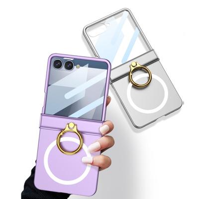 Magnetyczne Etui na Telefon do Samsung Galaxy Z Flip 7 5G z Ochroną Ekranu Przedniego Pierścieniem Podstawki Ochroną Zawiasu