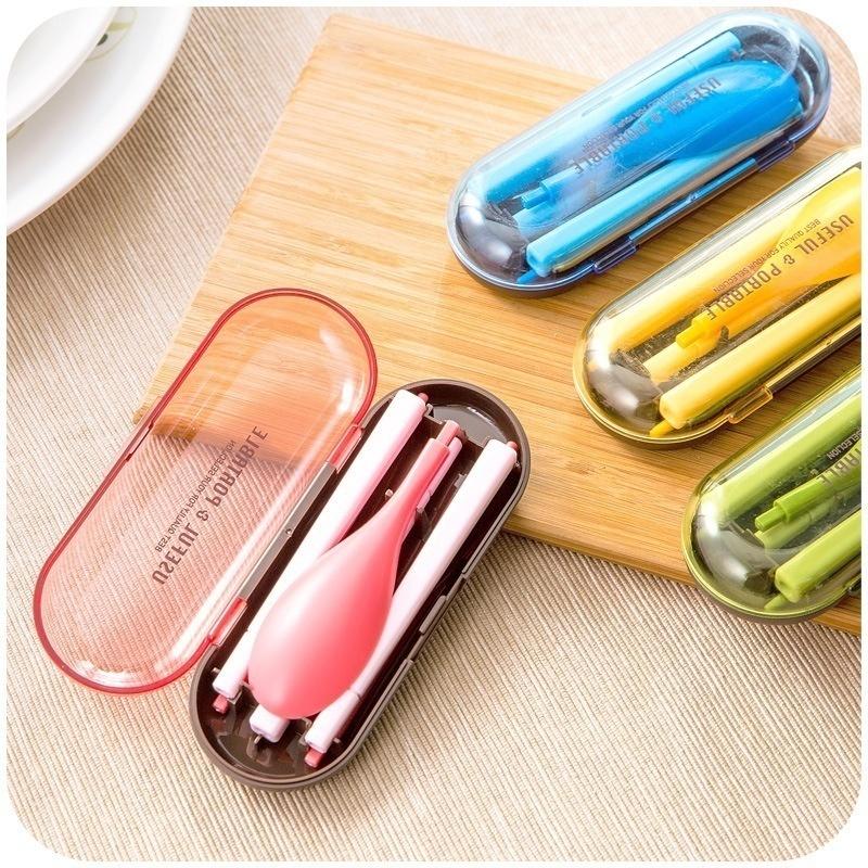 1set/box Tableware Folding Foldable Fork Set Cutlery Set Protable Tableware Outdoor Products Set of Spoons Fork and Chopsticks