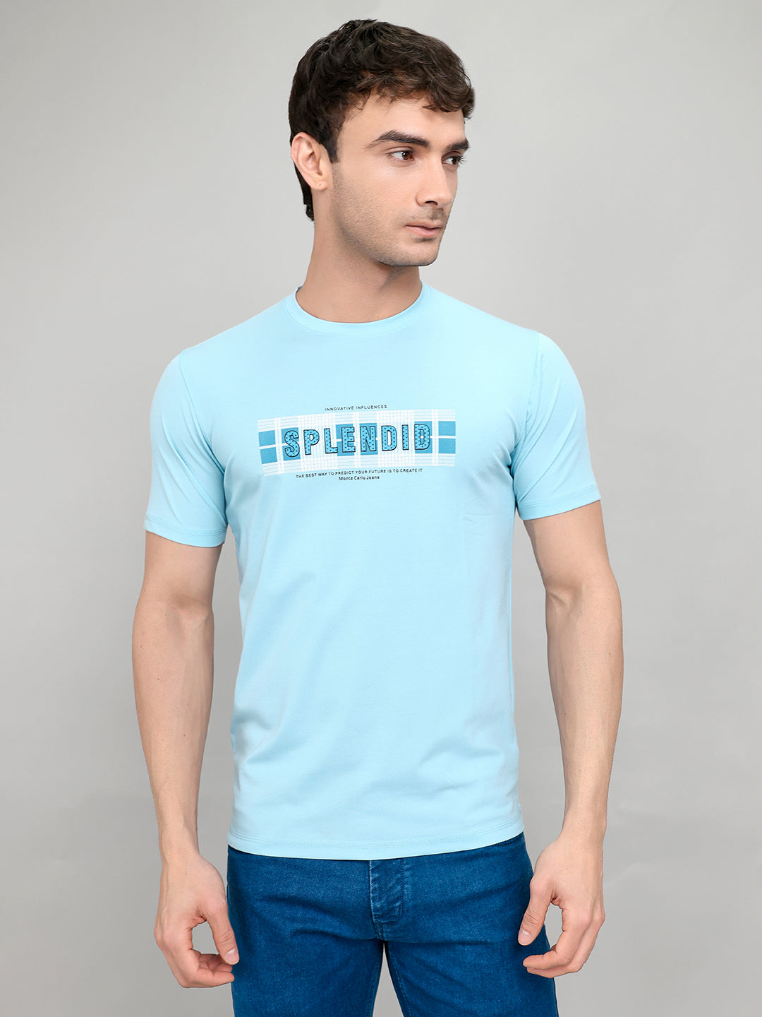 Monte Carlo Men Regular Fit Sky Tshirt M