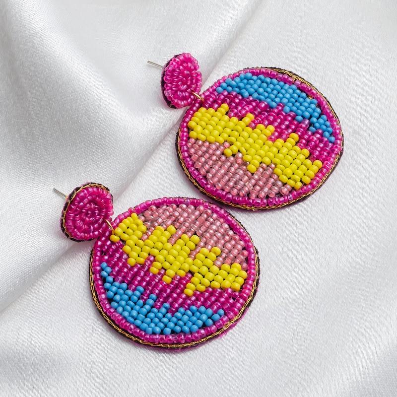 

Round Beaded Earrings: Lightweight Boho Circle Jewelry