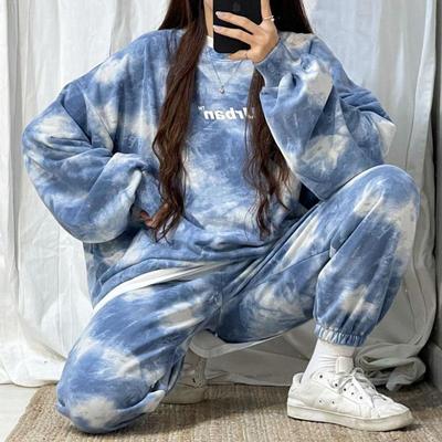 סט סווטשירט סט שני חלקים לנשים חדש אביב וסתיו חורף סוודר קפוצ'ון קפוצ'ון קטיפה בגדי ספורט יומיומיים