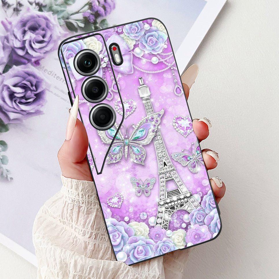 

For Cover Tecno Camon 40 Camon40 40Pro 4G CM5 CM6 Phone Case Colorful Flower Butterfly Lxuru Women Fashion Soft Silicone Coque Camon 40 Pro 4G