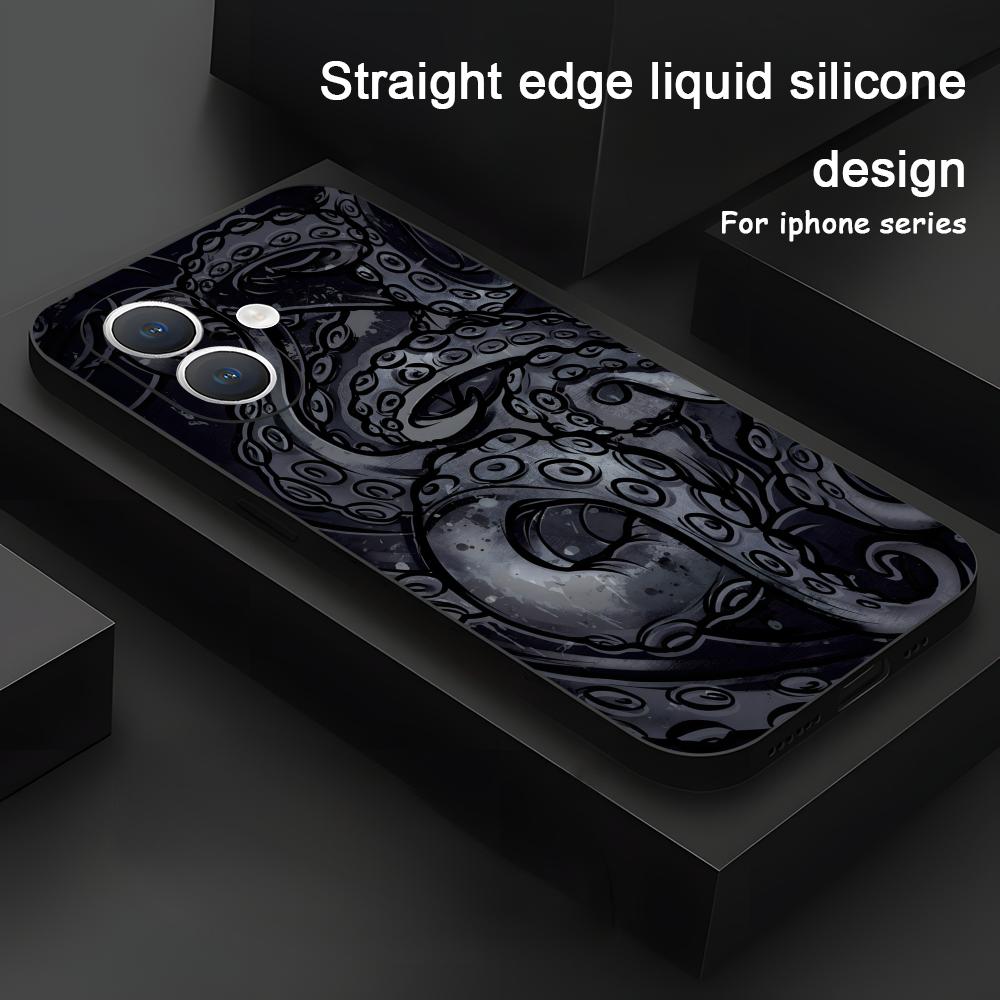 Art Octopus Tentacles Cool Phone Case For iPhone 17 16 15 14 13 12 11 X XR XS 8 Plus Mini Pro Max Soft Black Shockproof Cover