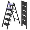 JOISCOPE Folding Ladder Foldable Step Stool, 5-Tier Stepladder Black