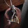 Stainless Steel Vintage Nordic Rune Compass Necklace Men Fashion Trend Amulet Nordic Jewelry