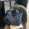 New Retro Literary Denim Bag Women's Large-capacity Lightweight Tote Bag Student Class Back