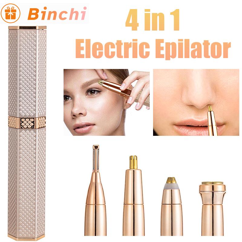 4 in 1 Electric Eyebrow Trimmer Mini Epilator Lipstick Facial Mini Hair Removal Portable Face Armpit Women Bikini Painless Razor