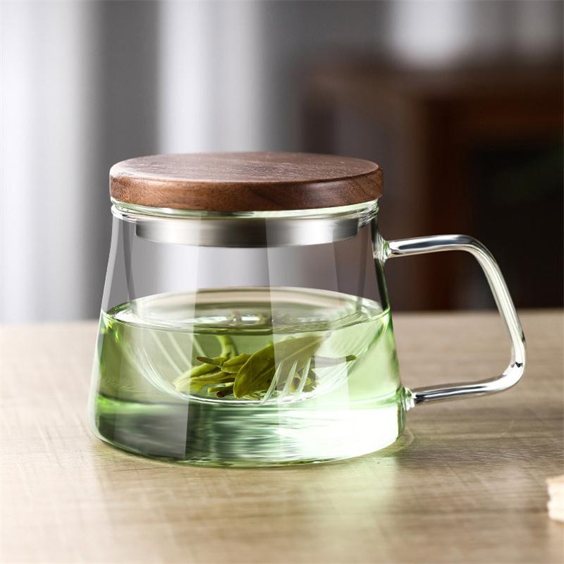 

340ml High Borosilicate Glass Tea Cup With Infuser And Lid For Loose Leaf Tea Wood Handle Blooming Tea Diffusers Filter Mug 340ml чистый