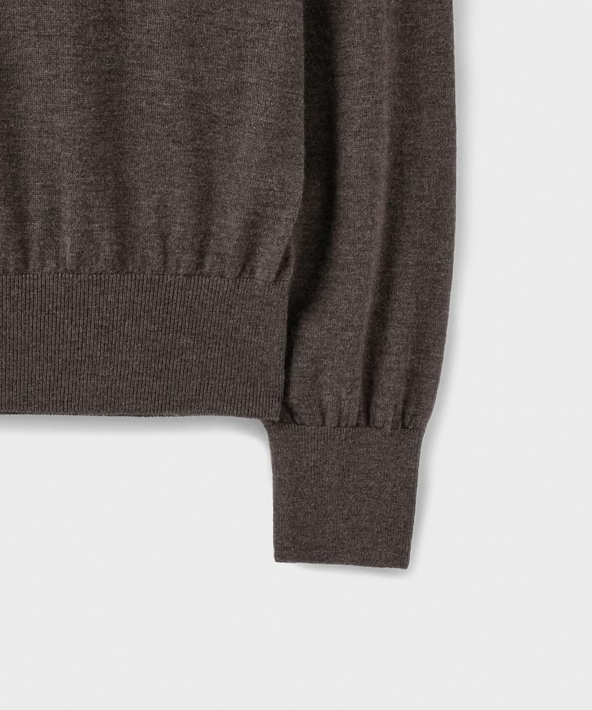 Beulaendideu [Superior] Essential Superfine V-Neck Knit [Umber Brown]
