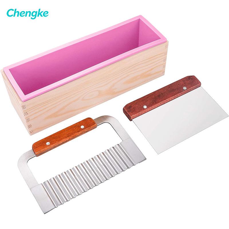 1200ml Silicone Soap Mold with Wooden Box & Cutter - DIY Soap Making Tool Set