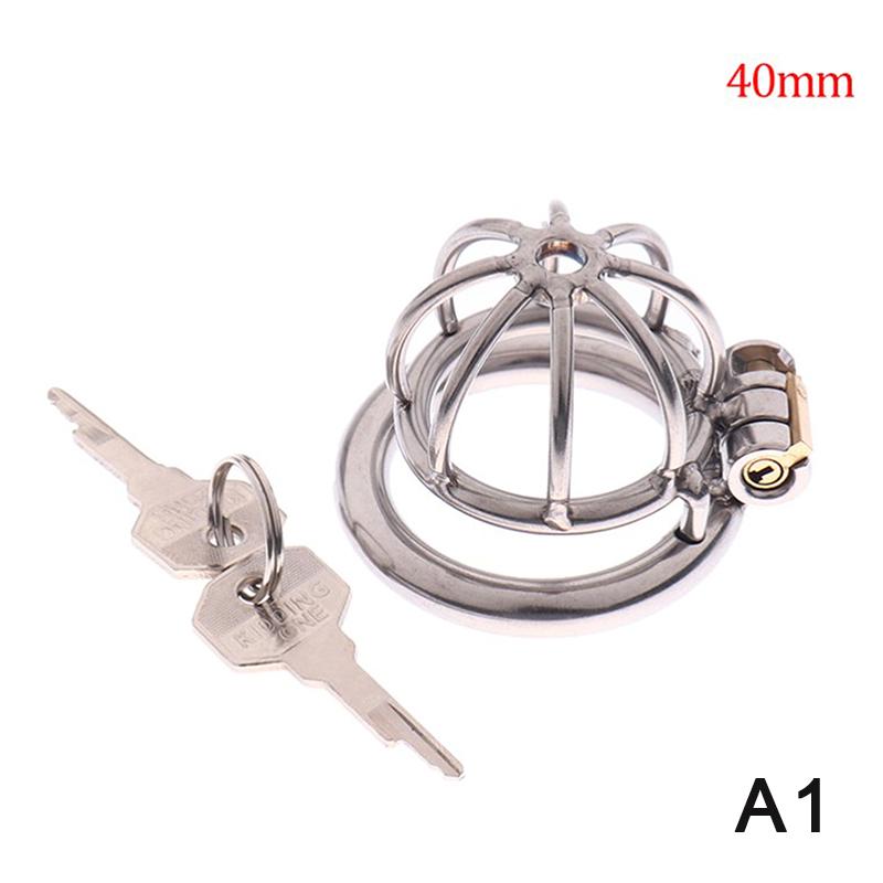 Edelstahl Metall männliche Keuschheitskäfig Gerät Zurückhaltung Spiked-Ring mit Schloss