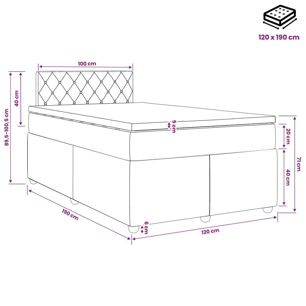Box Spring Bed with Mattress Black 120 X 190 Cm Velvet