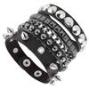 Men Stud Punk Bracelet Gothic Style Hip Hop Multi Layer Wrist Band
