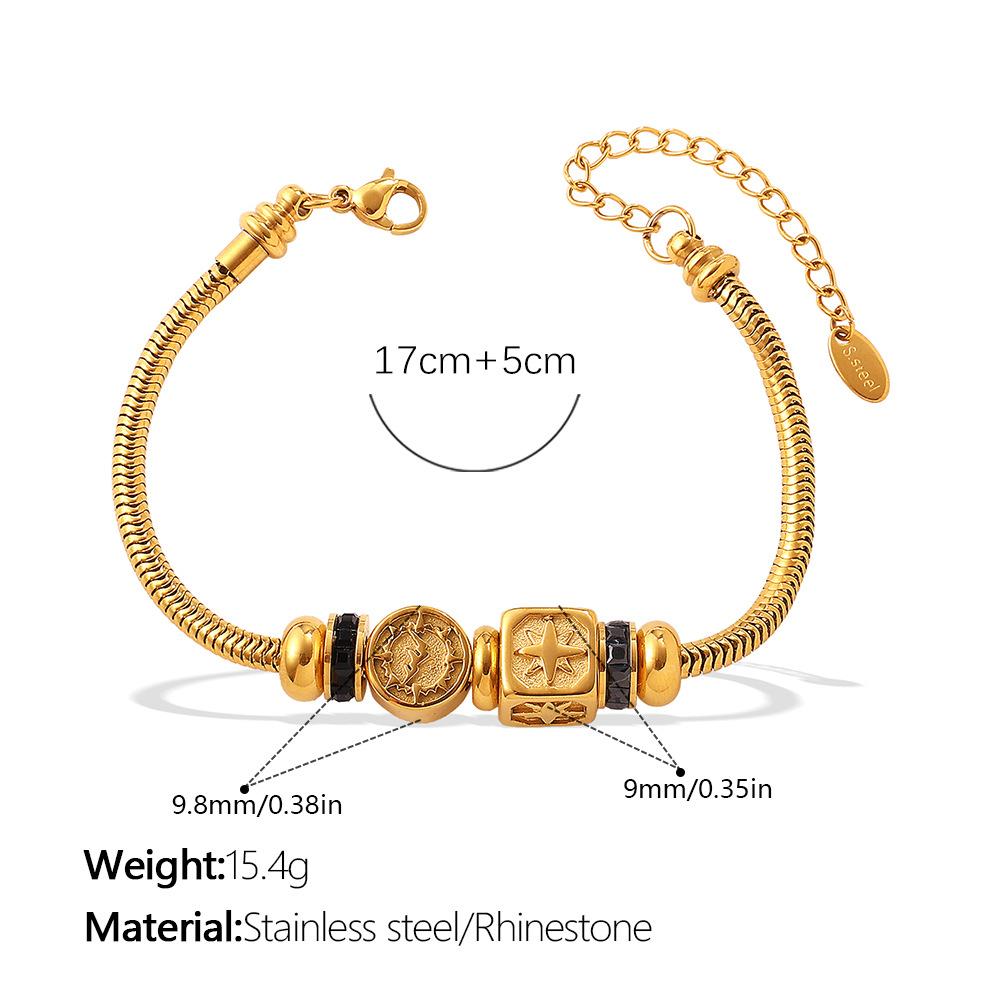 European and American retro style DIY crown love pendant bracelet stainless steel plated 18K gold bracelet