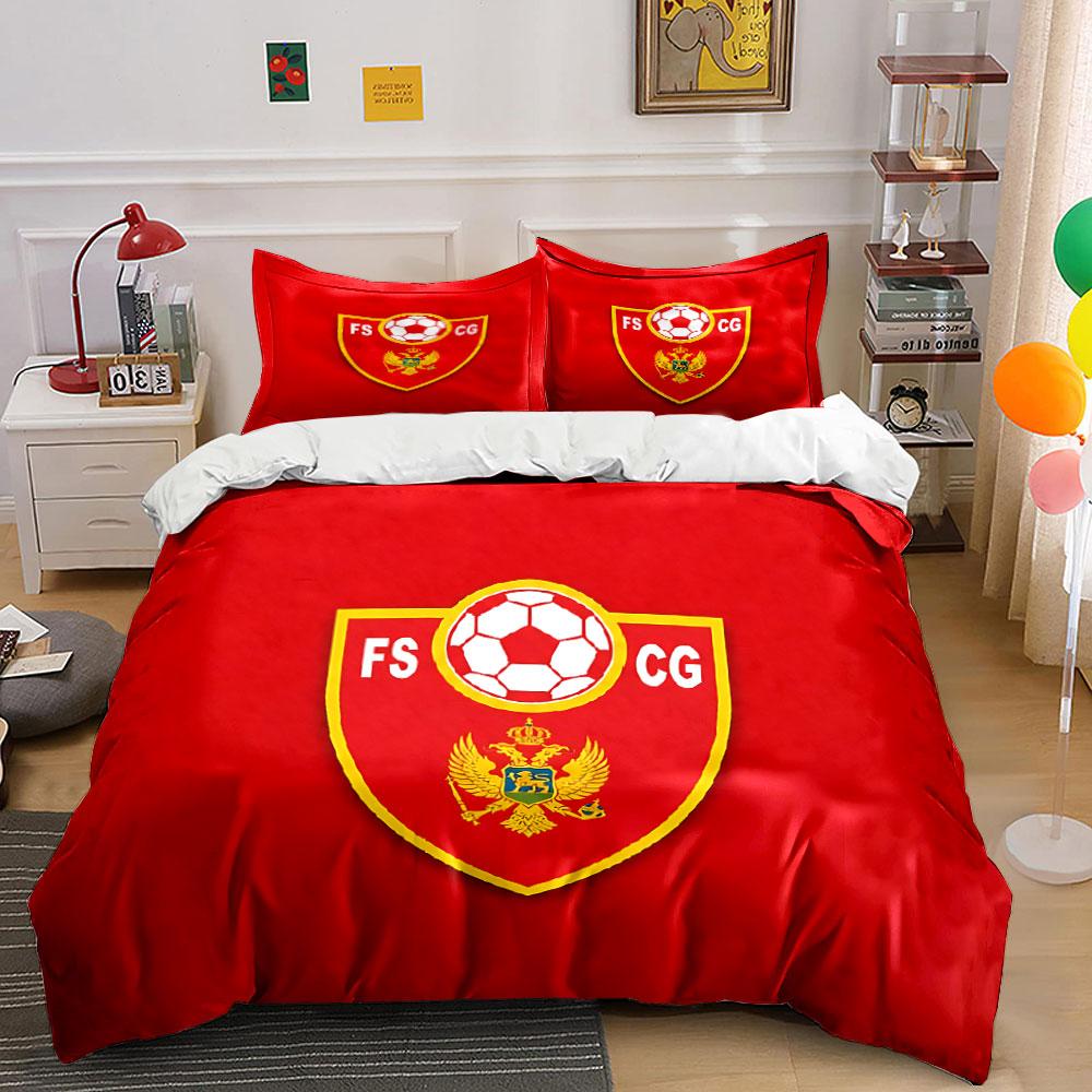 "Red Soccer Crest Bedding Set" Bedding Duvet Cover Set Duvet Cover Pillowcases (1 * Duvet Cover 2 * Pillowcases, Without Duvet Insert)