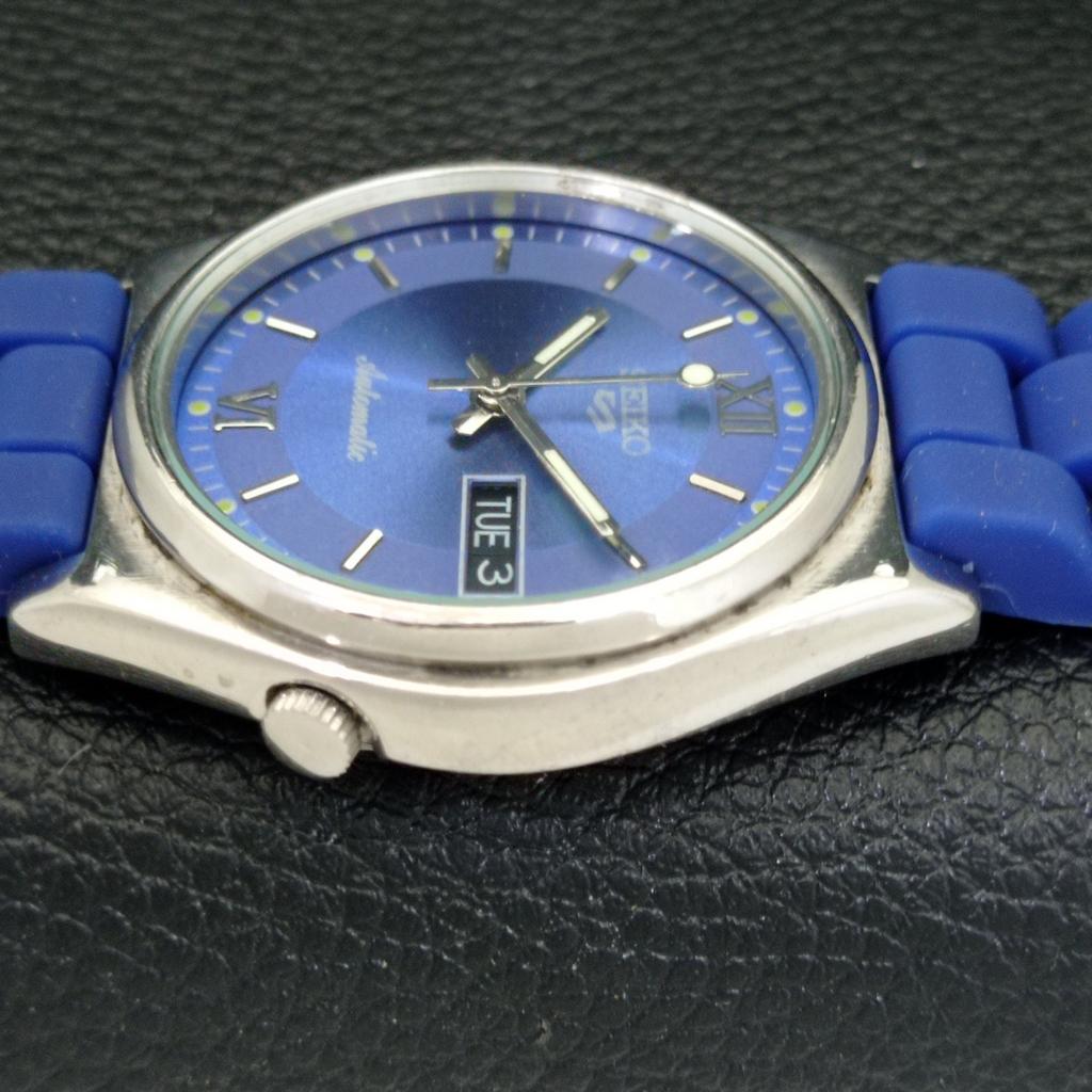 VINTAGE SEIKO 5 AUTOMATIC 7019A JAPAN MENS BLUE COLOR DIAL WATCH a500800-5 R154-a500800