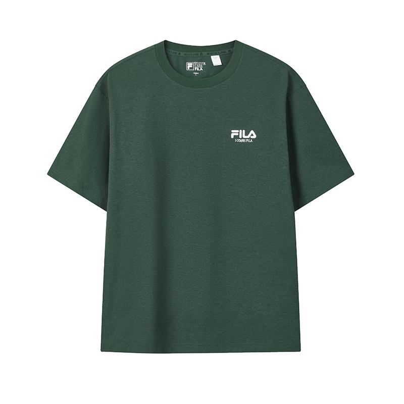 Fila Original Classic Embroidered Logo Simple Fashion Retro Casual Sports Comfortable Knitted Short Sleeve T-Shirt Unisex T-Shirt Green F51U619103FDG