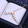 LSOOYH Naturalne słodkowodne naszyjniki z pereł hodowlanych dla kobiet dziewczyna klasyczny złoty wisiorek w kolorze łańcuszka do obojczyka prezent urodzinowy hurtowo