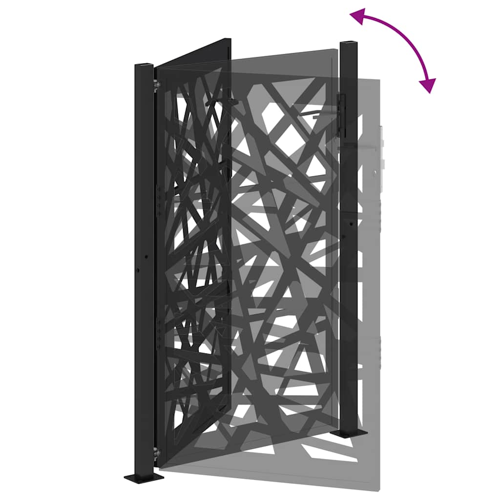 Black Garden Gate 105X155 Cm Lightweight Steel Construction