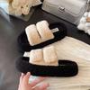 Thick-bottomed fluffy slippers for women's outer wear, one-word velvet to keep warm and increase height, autumn and winter 2025 new mink wool cotton s