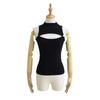 Hot Girl Sexy Slim-Fit Half-High Collar Sleeveless Knitted Top with Chest Cutouts, Women's Tight-Fitting Slimming Knitted Vest