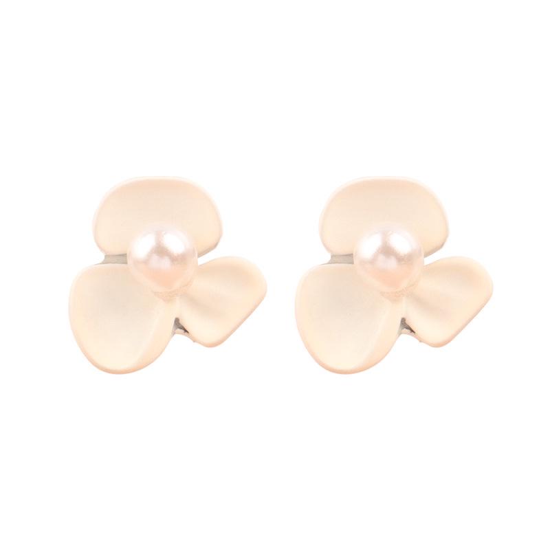 

S925 Silver Flower Pearl Stud Earrings - Summer Trend, French White Design