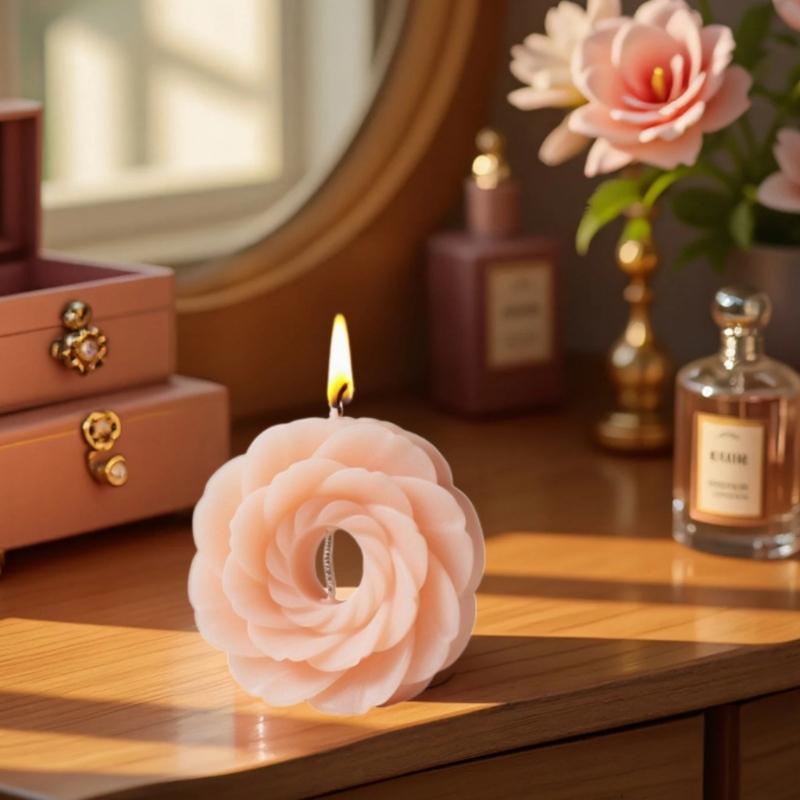Food Grade Silicone Rings Flower Pillar Candle Mould Heat Resistant for Crafting and Home Decoration Projects