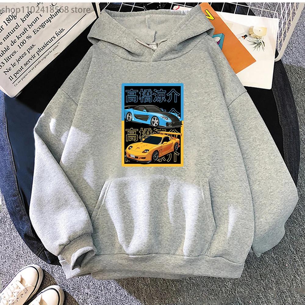 Japanese Anime AE86 Hoodie Initial D Graphic Sweatshirt Men O-Neck Long Sleeves Fashion Casual Drift Racing Women Clothing