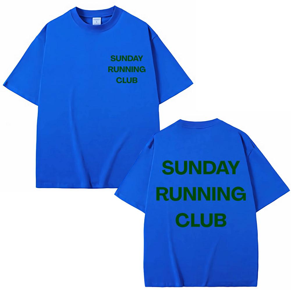 

Sunday Running Club Graphic T-Shirt Men Women Sporty Jogging T Shirts Oversized Breathable Cotton Casual T Shirt Streetwear 3XL