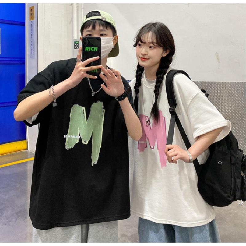 Men Short Sleeve T-Shirts Letter Graphic Print Half Sleeve Tshirts Pullover T-shirt Casual Tee Man Korean Casual Round Neck Retro Tops For