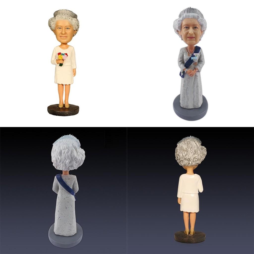 Statue Bobble Head à Tête Oscillante de l'Anniversaire de Platine de la Reine Figurine d'Action Matériau Résine Lourde Peinture Faite à la Main
