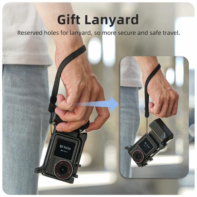 Ergonomic Grip Handle Cage For Action 5pro/4/3 Action Cameras Featuring Cold Shoe Mount Built In Shutter Button