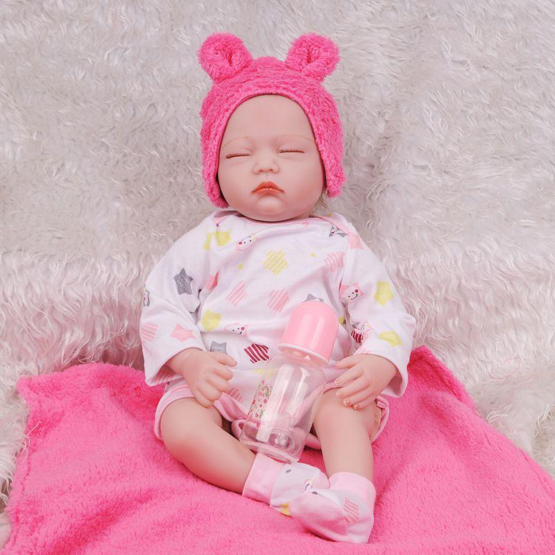 

Силиконовые Куклы Реборн Ручной Работы 22 Дюйма Кукла Мальчик Девочка Виниловые Куклы Новорожденные Спящие Куклы розовый
