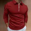 Spring New Men's 3D Printed Casual Long Sleeve Zipper Polo Shirt