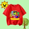 Cartoon Sprunki Character Printed Kids T-shirt Pure Cotton Short-sleeved White Top Cartoon Children's Clothing for Boys