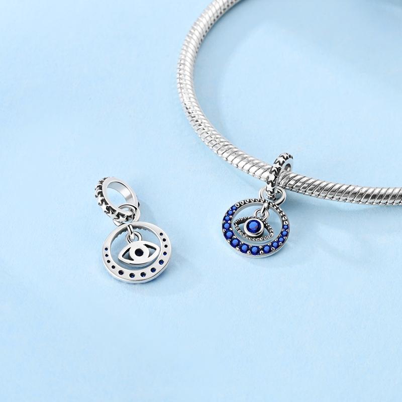 Charms Original Copper Dark Blue Zircon Eye Pendant Beads Fit Bracelet Women Jewelry Diy Fine Gift Accessory