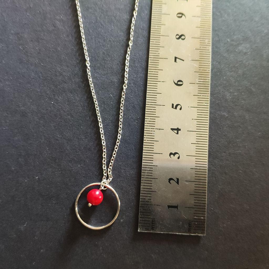 Silver Necklace with Coral, Product Weight 2.85 G (2145622)