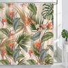 Rideau de douche tropical Feuilles colorées Fleur Feuille de palmier Plante hawaïenne Rideau de salle de bain Bâche Rideau de douche avec crochet