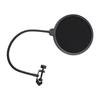 Mic Pop Filter Dvojvrstvý nylonový síťovaný mikrofon Pop Shield s flexibilní 360° sponou na husím krku pro