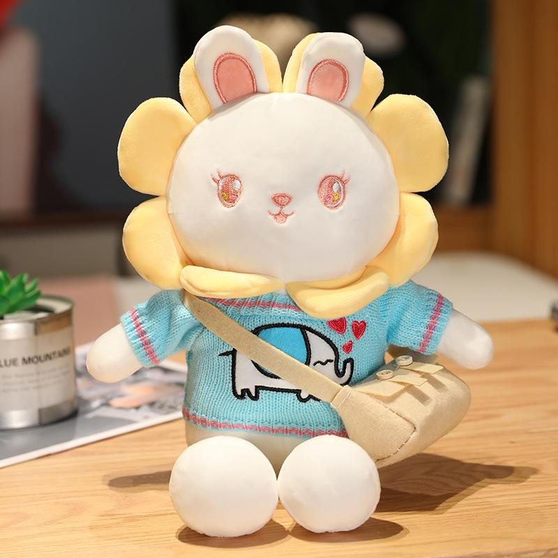 Cute Sun Flower Drag Rabbit Plush Doll Doll Creative Children's Rag Doll White Rabbit Birthday Gift