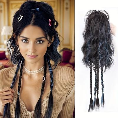 Synthetische Lange Haar Geflecht Pferdeschwanz Lockiges Haar Brötchen Boxen Geflecht Perücke Klaue Clip Halbe Pferdeschwanz Verlängerung Haar Zubehör