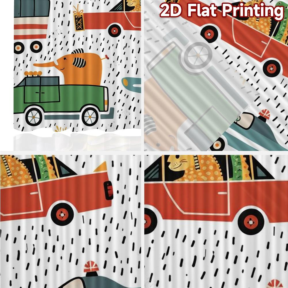 2D FLAT PRINTING 2pcs Curtains (Without Rod) Animals Driving Cars Popular Pattern Curtains Versatile Durable Polyester Curtains