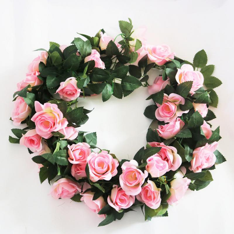 

шелковые искусственные розы, висячие цветы для украшения стен, ротанговые искусственные растения, листья, гирлянда, романтическая свадьба, украшение дома розы красного