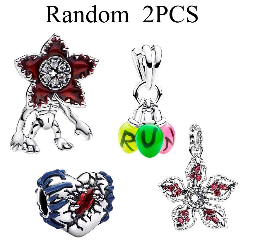 Trendy Red Monster Flower Charm Bracelet 925 Silver Adjustable Hypoallergenic Diy Fine Jewelry