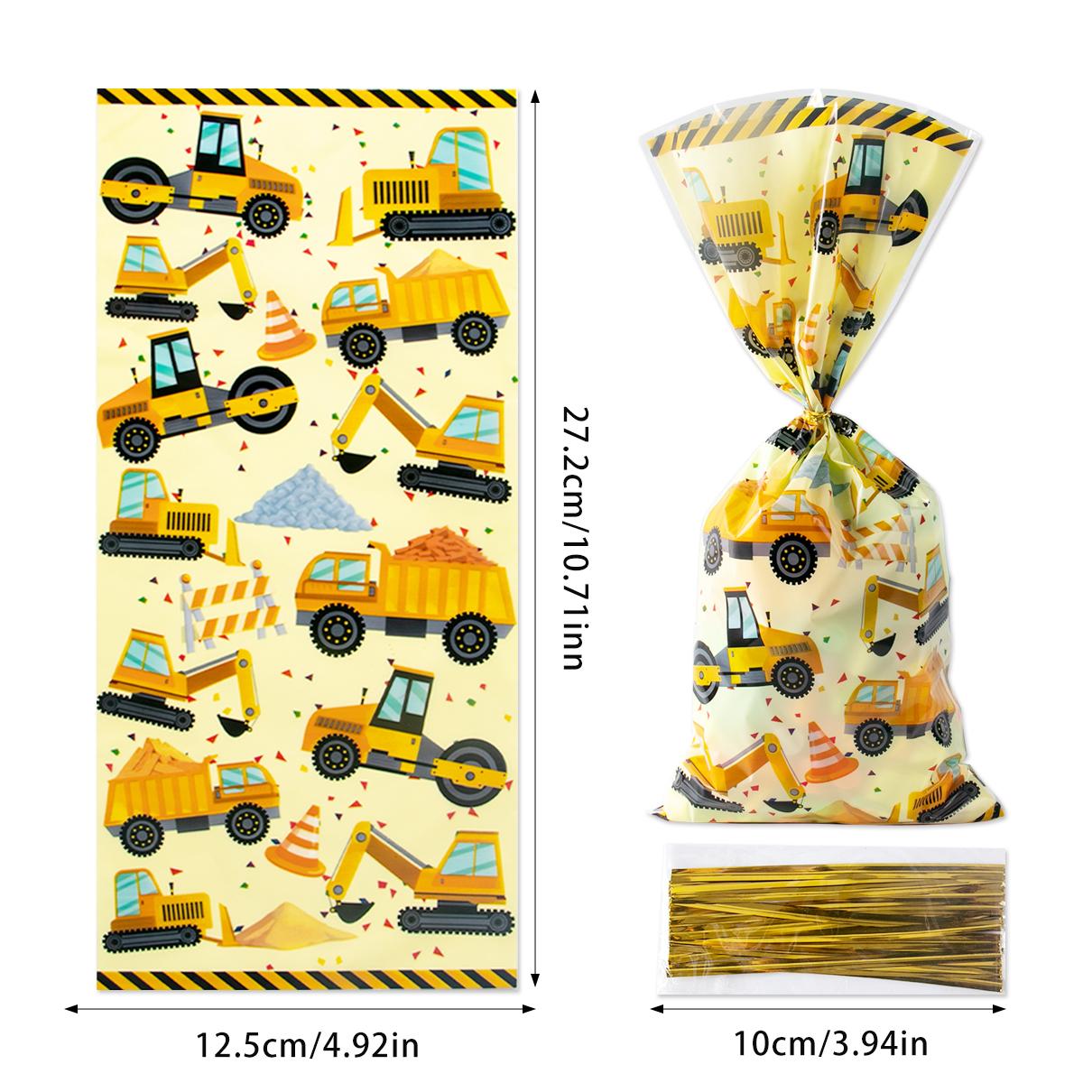 

25/50pcs Construction Theme Cellophane Bags Construction Truck Party Favor Candy Gift Bags Excavator Birthday Party decor boys 25pcs&as photo
