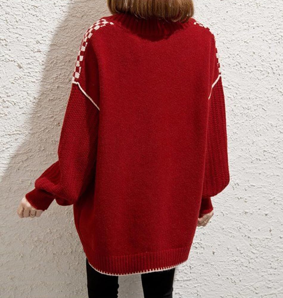 TASOGARA Knit Cut and Sewn One Size Fits Loose Plus Women's Cardigan, Sweater, Outerwear, V-Neck, Most, Fit, Casual, Sizes, Fall/Winter (Red)