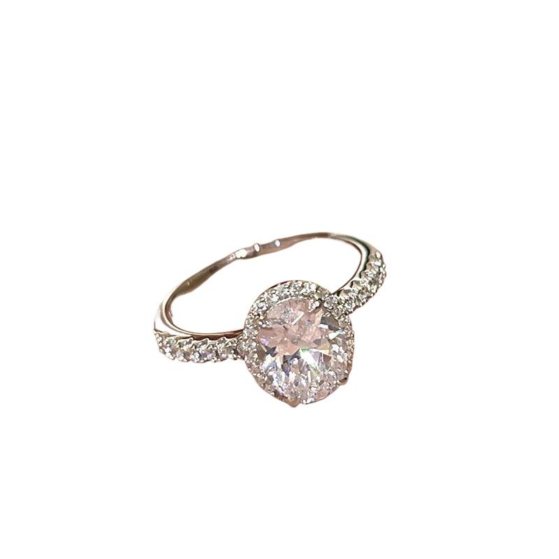 Silver 925 Full Diamond Oval Ring Exquisite New In Light Luxury Fashion Exquisite Engagement Rings for Women Wedding Jewelry