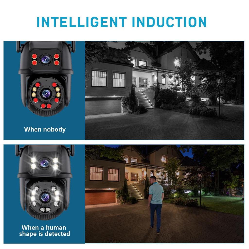 iCSee Dual-Lens HD WiFi Outdoor Surveillance Camera with Gun-Ball Linkage, Waterproof Design